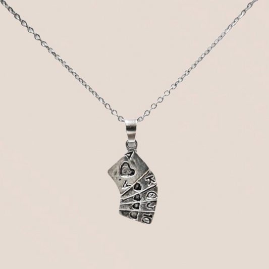 Collar Plateado - Poker Cartas Alice Wonderland