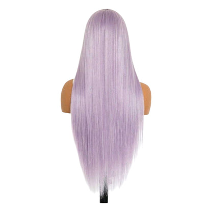 Peluca Morado Lila Simulacion Natural Larga Lisa Lacefront