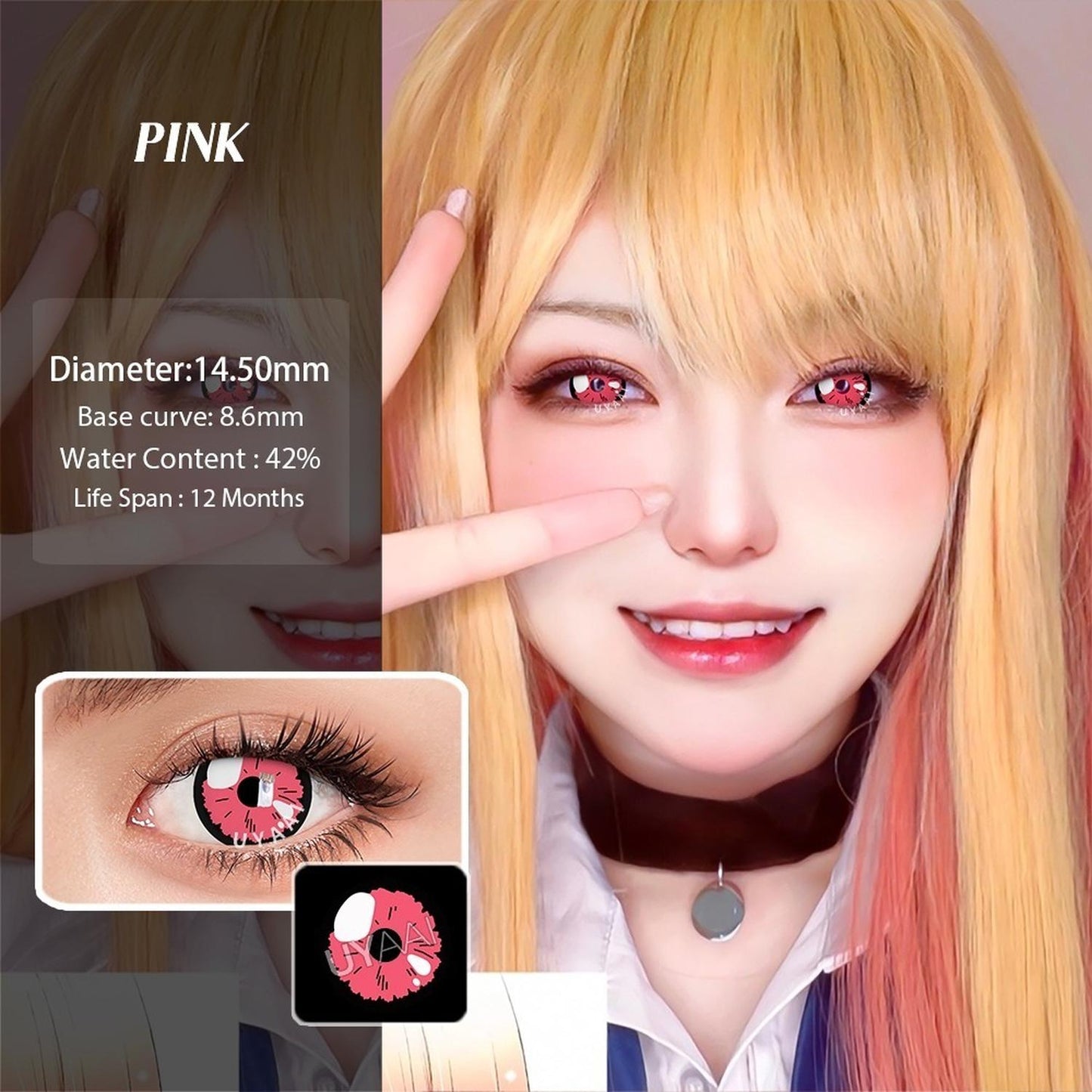 Lentes De Contacto Rosa Anime Pupilentes Brillantes Cosplay