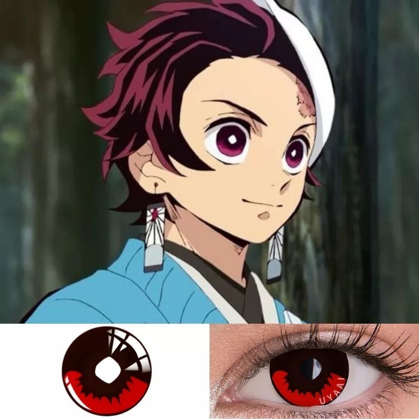 Lentes De Contacto Rojos Y Negro Tanjiro Anime Demon Slayer