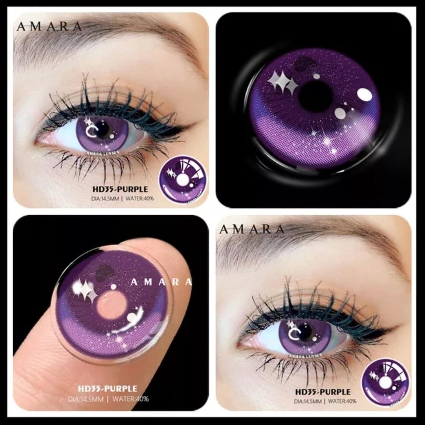 Lentes De Contacto Morado Brilloso Purple Eyes Cosplay