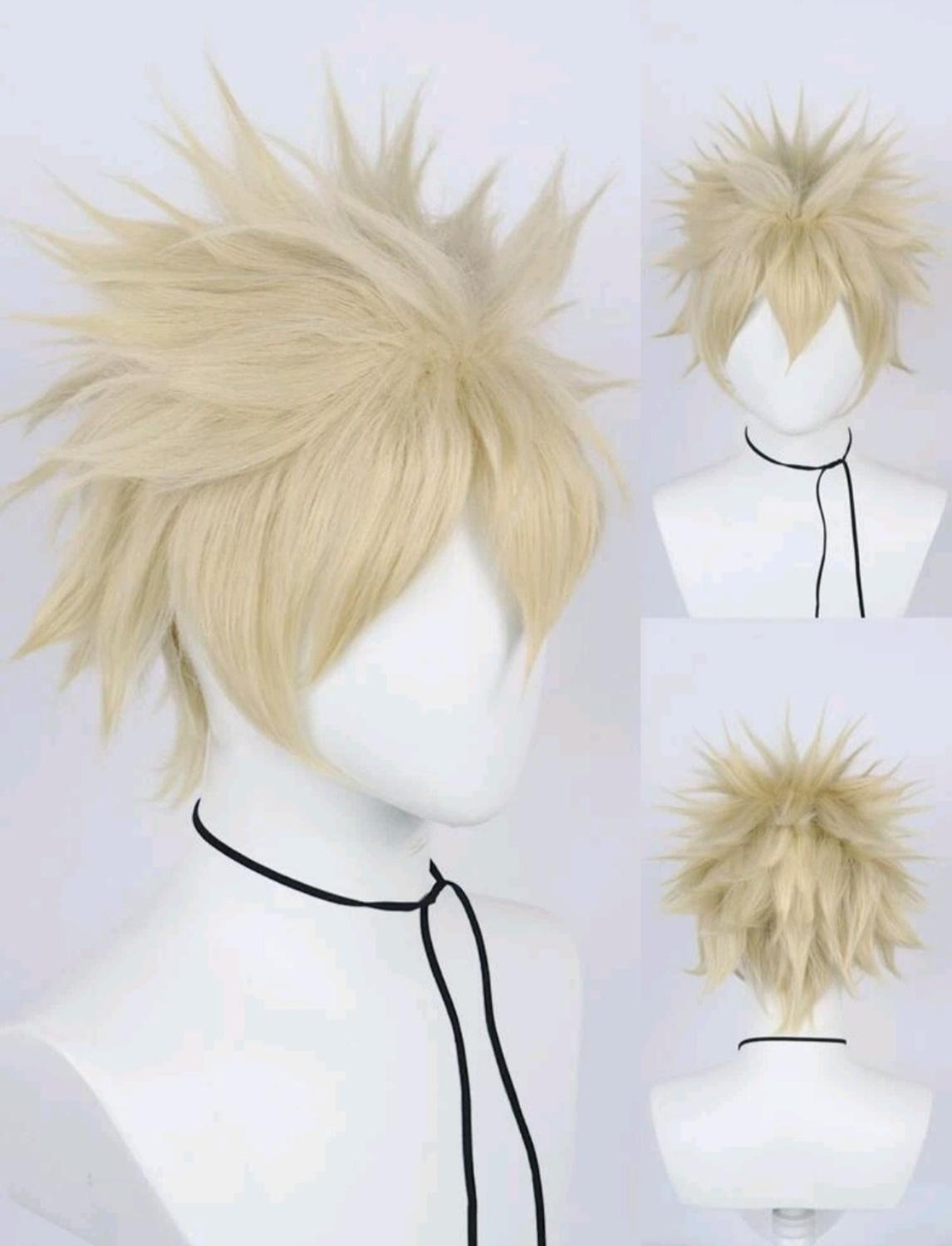 Peluca Rubio Bakugo Estilizada Corta con Picos