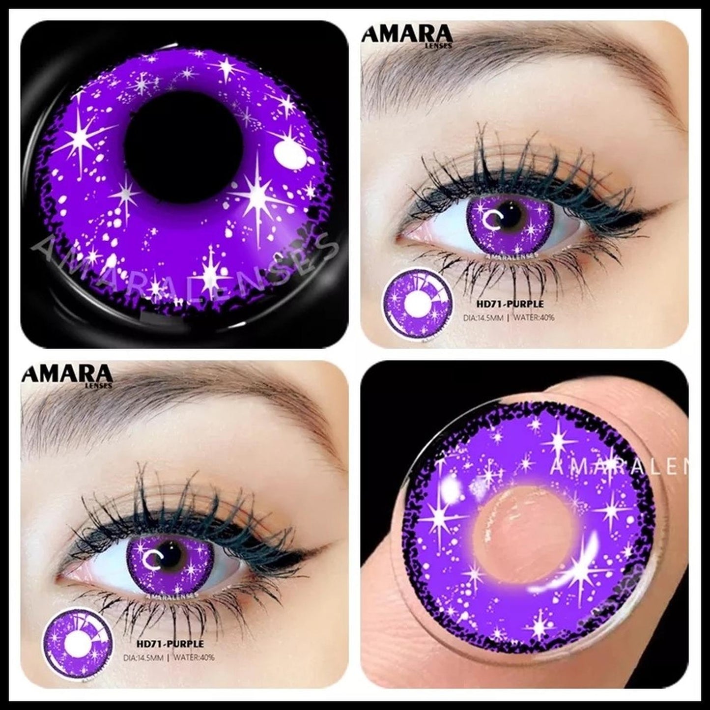 Lentes De Contacto Morado Purple Stars Pupilentes