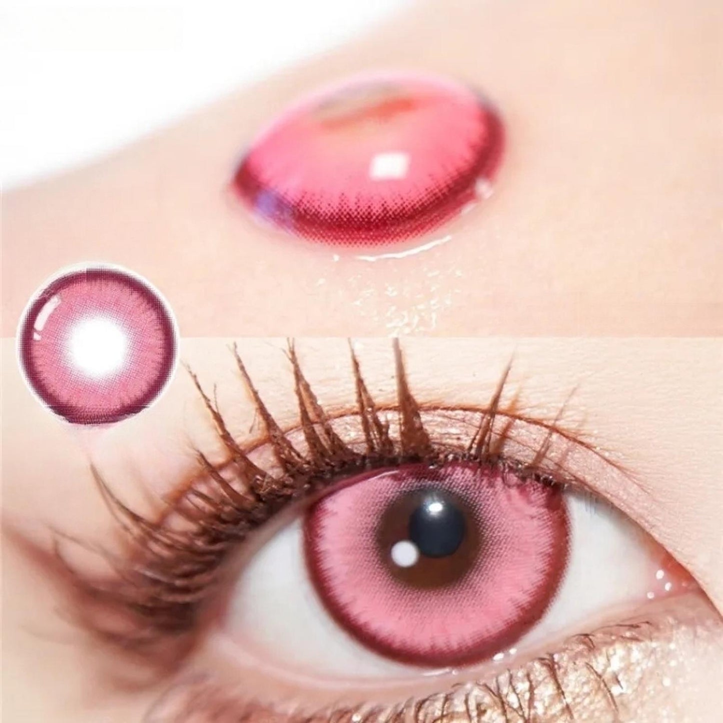 Lentes de Contacto Rosa Brillante Blood Pink Para Cosplay