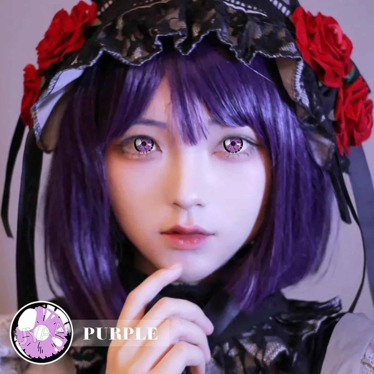 Lentes De Contacto Morado Anime Pupilentes Brillo Cosplay