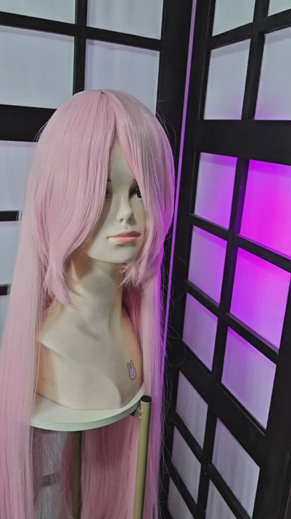 Peluca Rosa Lila Larga Lisa con Fleco L.73