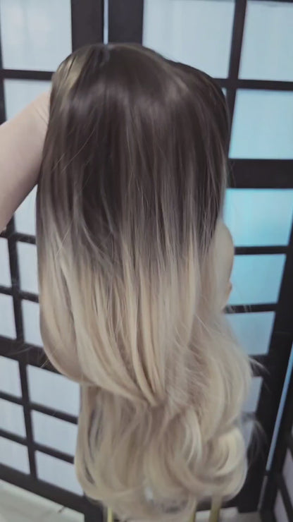 Peluca FEELSI Rubio Degradado Balayage con Ondas Fibra Mate