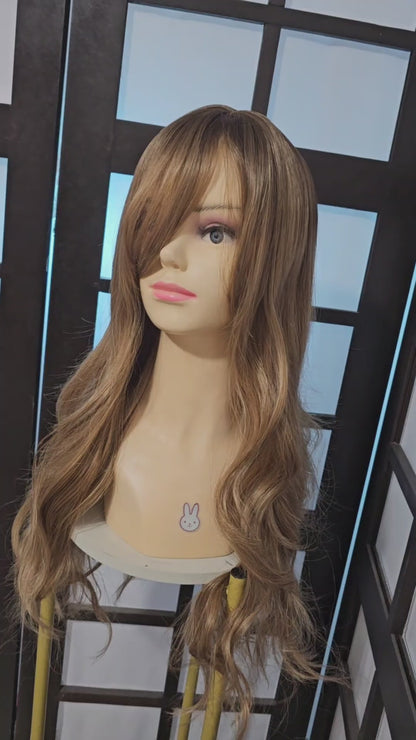 Peluca EASI Cobrizo Oscuro Cabello Ondulado Largo