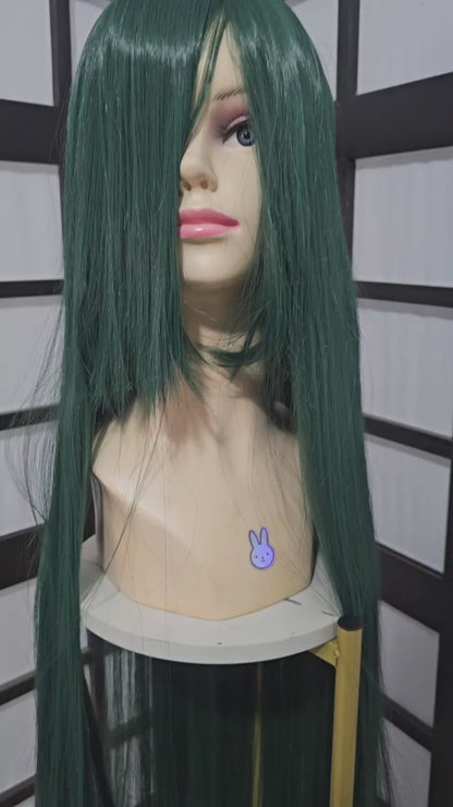 Peluca Verde Oscuro Larga Lisa con Fleco L.6