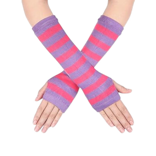 Guantes Color Morado y Rosa Estilo Rayas Para Disfraz