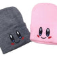 Duo Beanie Rosa Y Blanco Ojitos Gorrito Kirby Invierno Geek