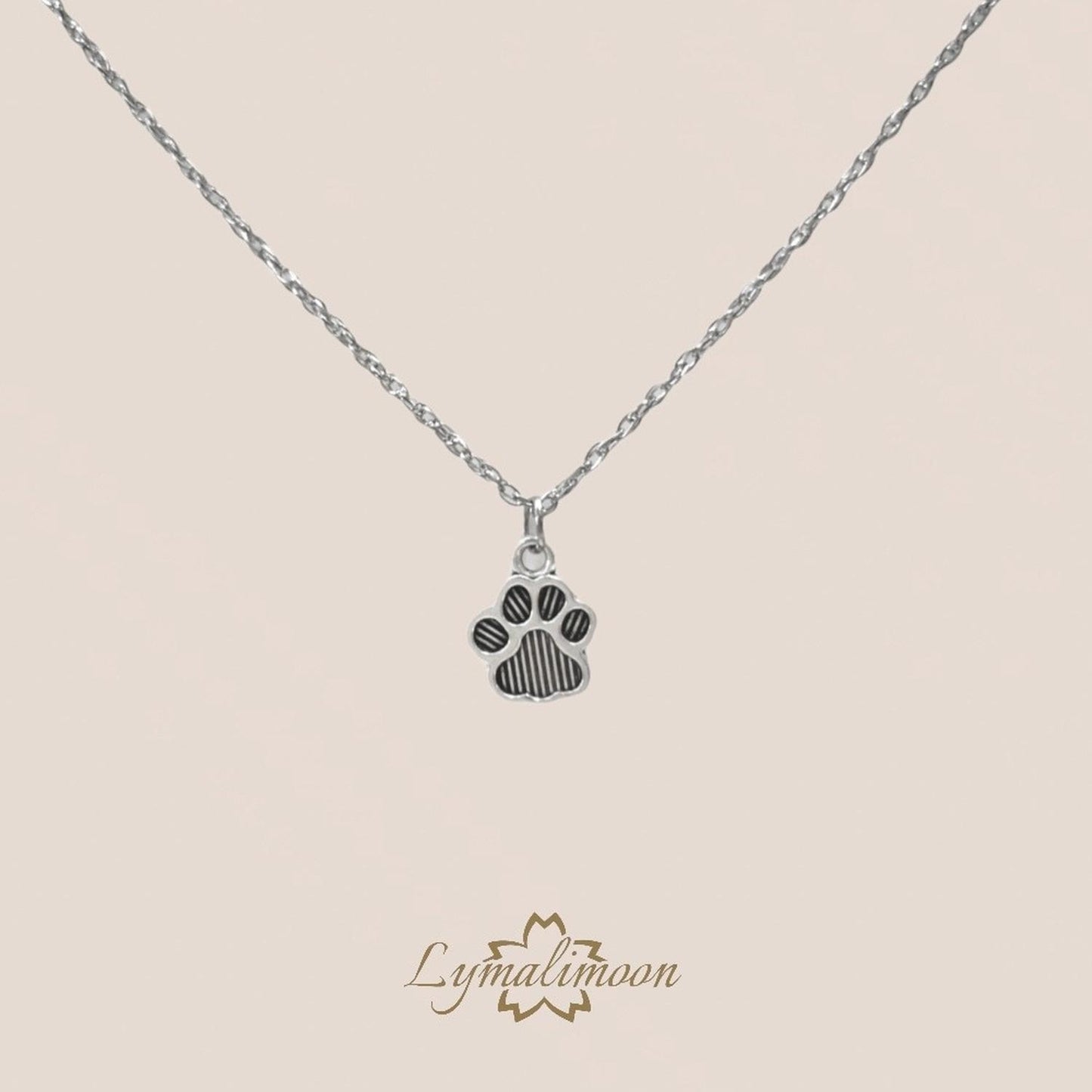 Lindo Collar Dije Huella Pata De Perro O Gato Color Plata